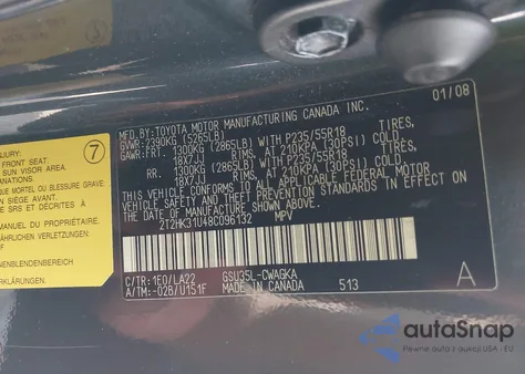 2008 Lexus Rx 350 z USA, uszkodzony, nr VIN 2T2HK31U48C096132